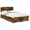vidaXL Estructura de cama con caj&oacute;n Roble ahumado 120 x 200 cm