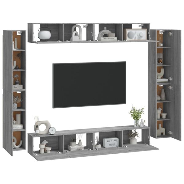 vidaXL Set de muebles para TV 8 pzas madera contrachapada gris Sonoma