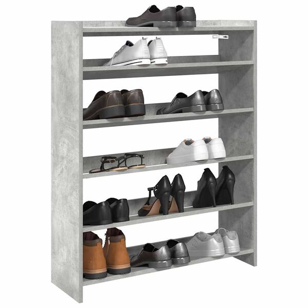 vidaXL Mueble zapatero madera contrachapada gris hormig&oacute;n 80x25x100 cm