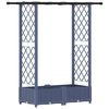 vidaXL Cama elevada con trellis y techo Gris 122,5 x 40 x 121 cm PP