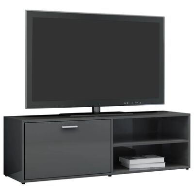 vidaXL Mueble TV madera contrachapada gris brillante 120x30x37 cm