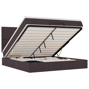 vidaXL Estructura cama otomana colch&oacute;n tela marr&oacute;n oscuro 160x200 cm