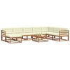 vidaXL Conjunto de sof&aacute;s de exterior con coj&iacute;n 9 pcs Natural y Crema