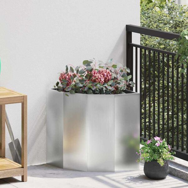 vidaXL Macetero de Esquina Plateado 45 x 45 x 50 cm Acero galvanizado