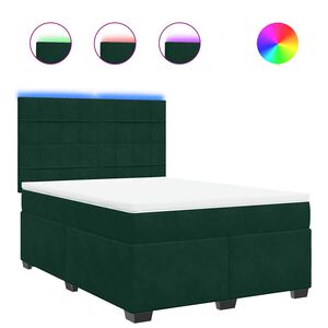 vidaXL Cama box spring con colch&oacute;n terciopelo verde oscuro 160x200 cm