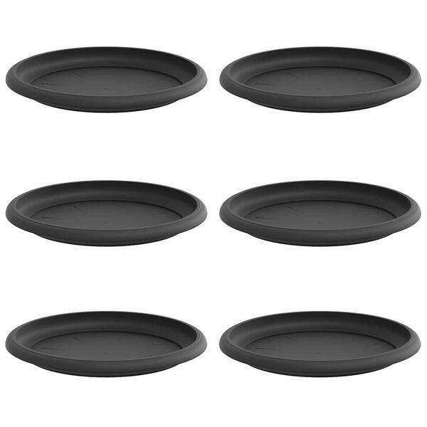vidaXL Bandeja Redonda para Flores 6 pcs Negro &Oslash; 17,5 x 2 cm Pl&aacute;stico