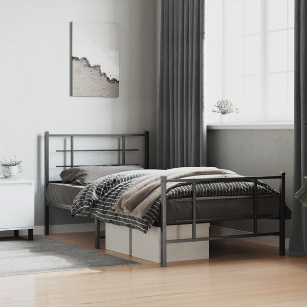 vidaXL Estructura cama sin colchón con estribo metal negro 107x203 cm