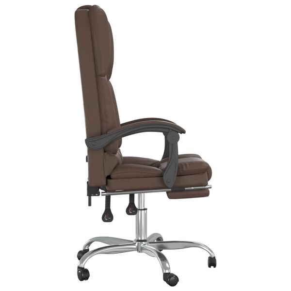 vidaXL Silla de oficina reclinable masaje cuero sint&eacute;tico marr&oacute;n