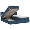 vidaXL Cama otomana con colch&oacute;n con cabecera 2 uds. Azul Tela