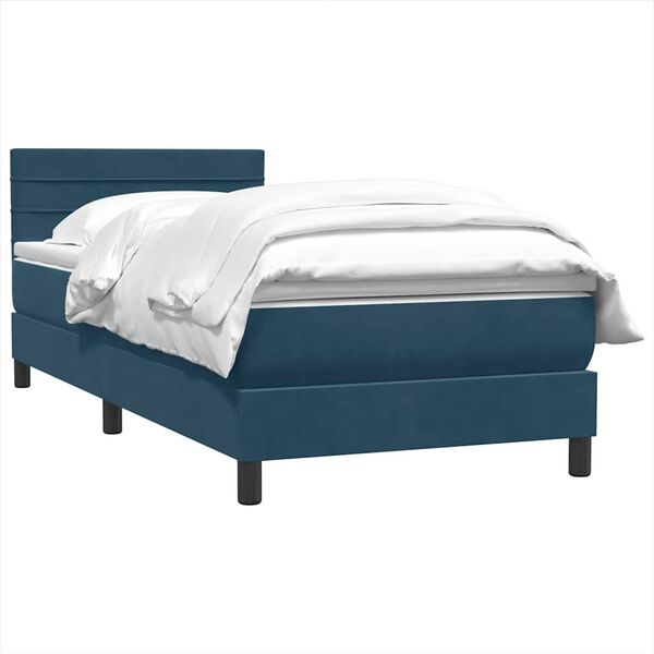 vidaXL Cama box spring con colch&oacute;n terciopelo azul oscuro 90x220 cm