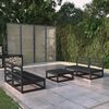 vidaXL Juego de muebles de jardín 5 pzas y cojines negro madera pino