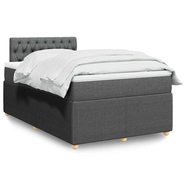 vidaXL Cama box spring con colch&oacute;n tela gris oscuro 120x200 cm