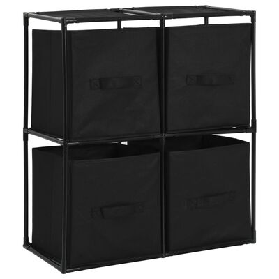 vidaXL Armario almacenaje con 4 cestas de tela acero negro 63x30x71 cm