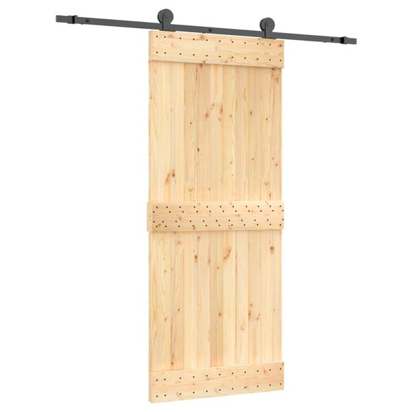 vidaXL Puerta corredera con herrajes madera maciza de pino 85x210 cm