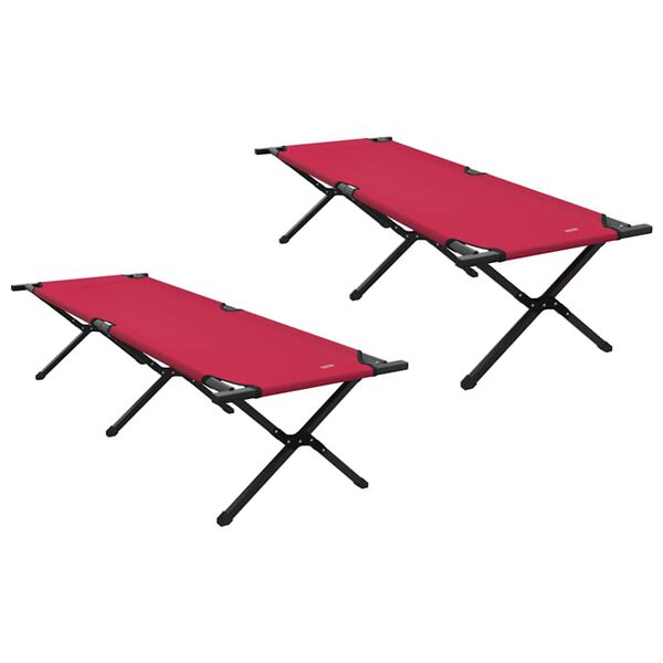 vidaXL Cama de Camping Plegable Manual 2 pcs Rojo 193 x 69 x 45 cm