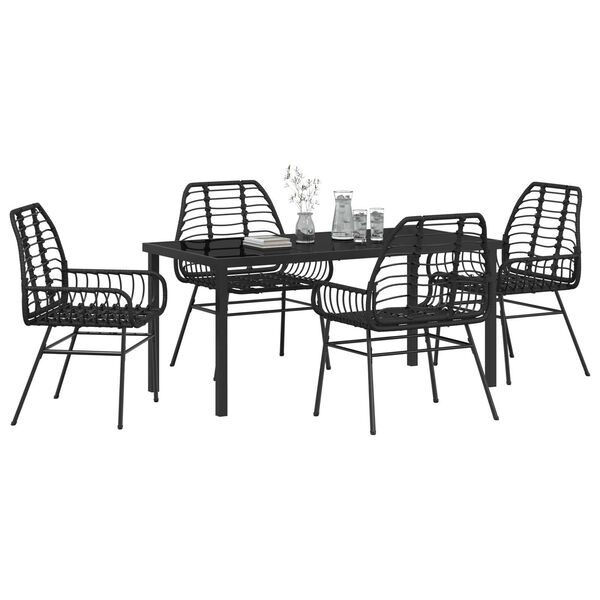 vidaXL Conjunto de Comedor de Jardín 5 pcs Negro ratán sintético