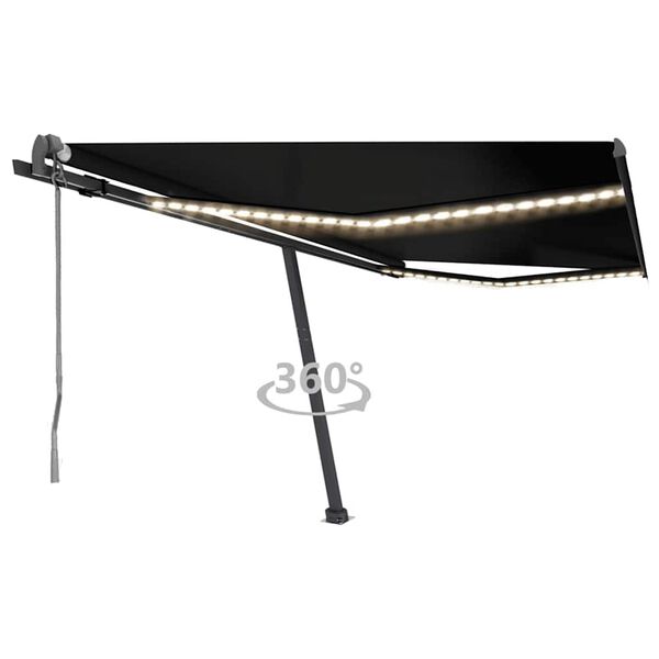 vidaXL Toldo autom&aacute;tico con LED y sensor de viento antracita 450x300cm