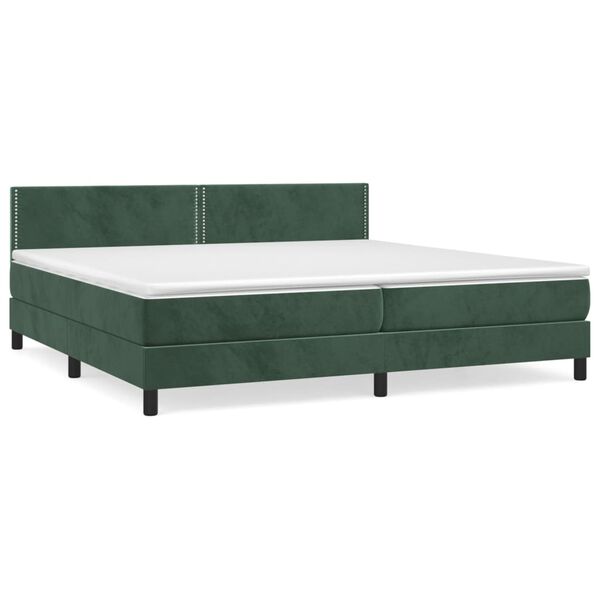 vidaXL Cama box spring con colch&oacute;n terciopelo verde oscuro 200x200 cm