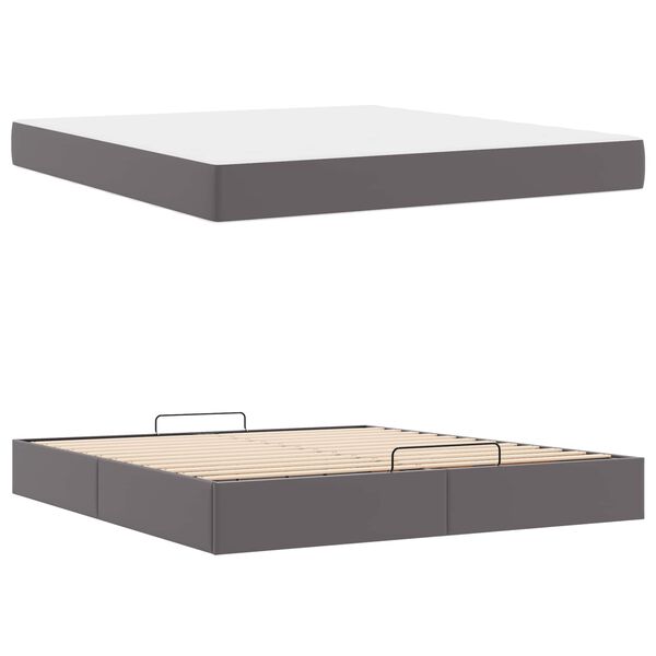 vidaXL Estructura de cama con colch&oacute;n con colch&oacute;n 2 pcs Gris PVC