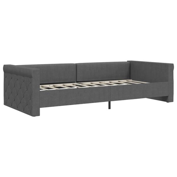 vidaXL Sof&aacute; cama con colch&oacute;n USB de tela gris oscuro 90x200 cm