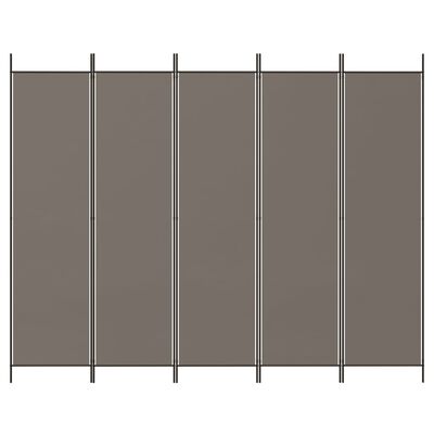 vidaXL Biombo divisor de 5 paneles de tela gris antracita 250x200 cm