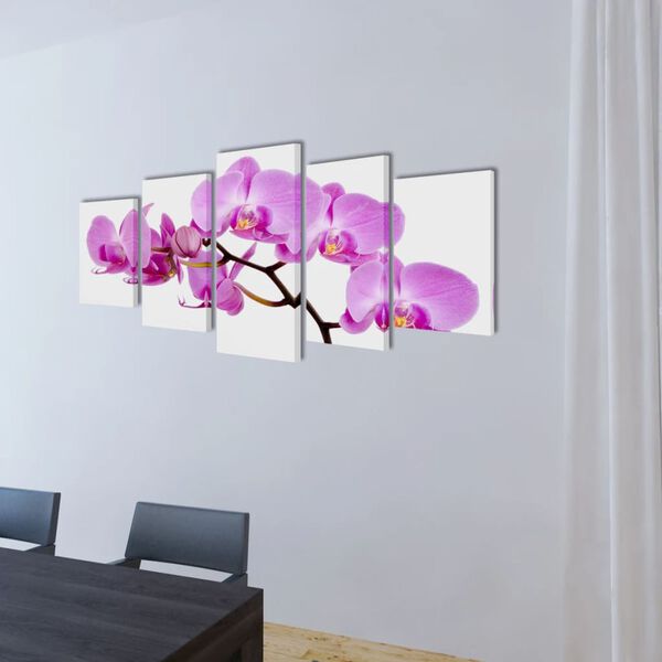 Set decorativo de lienzos para la pared modelo orqu&iacute;dea, 200 x 100 cm