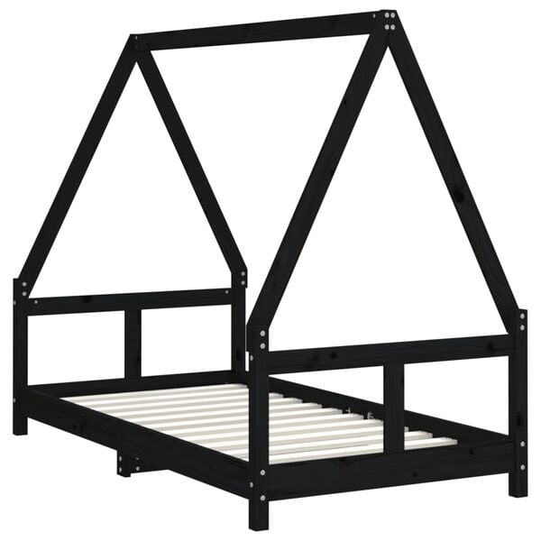 vidaXL Estructura de cama para ni&ntilde;os madera de pino negro 80x160 cm