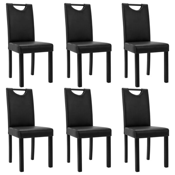 vidaXL Sillas de comedor 6 unidades cuero sint&eacute;tico negro