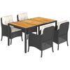 vidaXL Set de muebles jard&iacute;n 5 pzas con cojines rat&aacute;n sint&eacute;tico negro