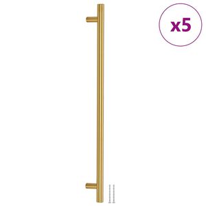 vidaXL Tiradores para armarios 5 uds acero inoxidable dorado 480 mm