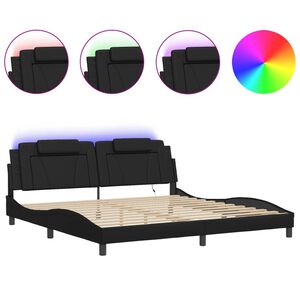 vidaXL Estructura de cama Viana con LED sin colch&oacute;n negro 200x200 cm