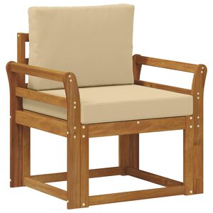 vidaXL Sof&aacute; de exterior Madera de Acacia S&oacute;lida y Poli&eacute;ster Natural