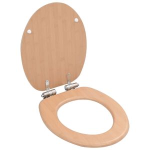 vidaXL Asiento inodoro WC con tapa de cierre suave MDF dise&ntilde;o bamb&uacute;
