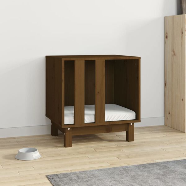 vidaXL Cama para perros madera maciza pino marr&oacute;n miel 50x40x52 cm
