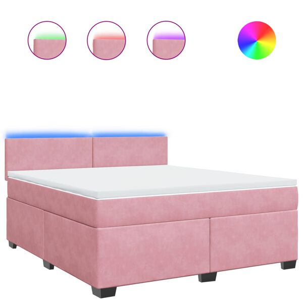 vidaXL Cama box spring con colch&oacute;n terciopelo rosa 180x200 cm