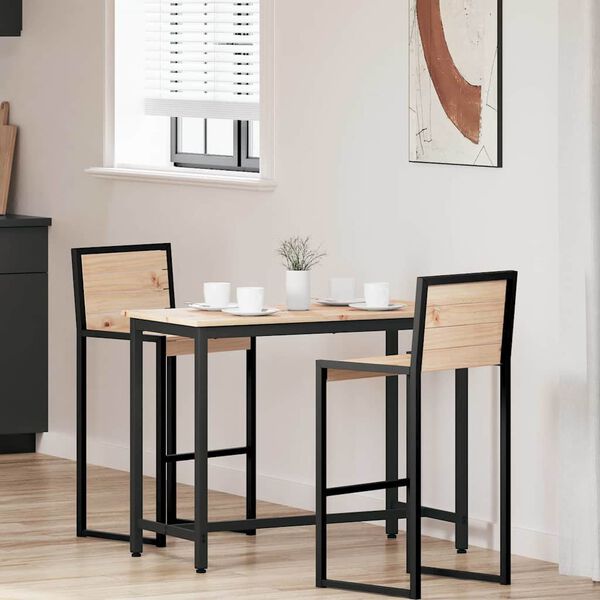 vidaXL Mesa Natural 100 x 50 x 77 cm Madera Ingenierizada y Acero