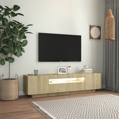 vidaXL Mueble de TV con luces LED roble Sonoma 160x35x40 cm
