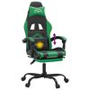 vidaXL Silla gaming giratoria y reposapi&eacute;s cuero sint&eacute;tico negro verde