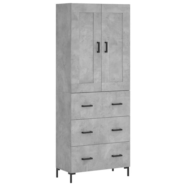 vidaXL Aparador alto madera contrachapada gris hormig&oacute;n 69,5x34x180 cm