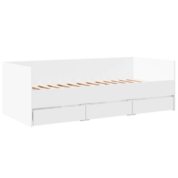 vidaXL Sof&aacute; cama con cajones sin colch&oacute;n blanco 100x200 cm