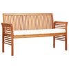 vidaXL Banco de jard&iacute;n 3 plazas con coj&iacute;n madera maciza acacia 150 cm