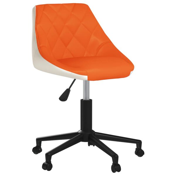 vidaXL Silla de oficina giratoria de cuero sint&eacute;tico naranja y blanco