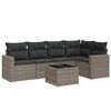 vidaXL Set de muebles de jard&iacute;n 6 pzas y cojines rat&aacute;n sint&eacute;tico gris