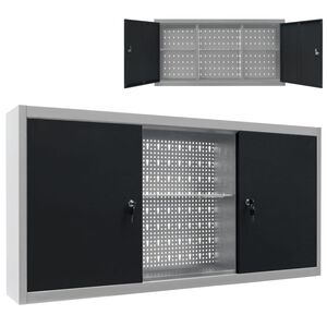 vidaXL Armario de herramientas de pared industrial metal gris y negro