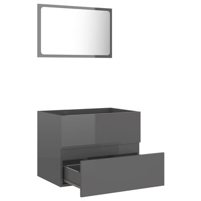 vidaXL Conjunto de muebles de baño 2 piezas aglomerado gris brillante