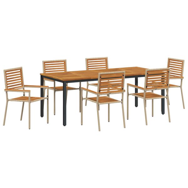 vidaXL Conjunto de Comedor de Jard&iacute;n 7 pcs Beige y Marr&oacute;n
