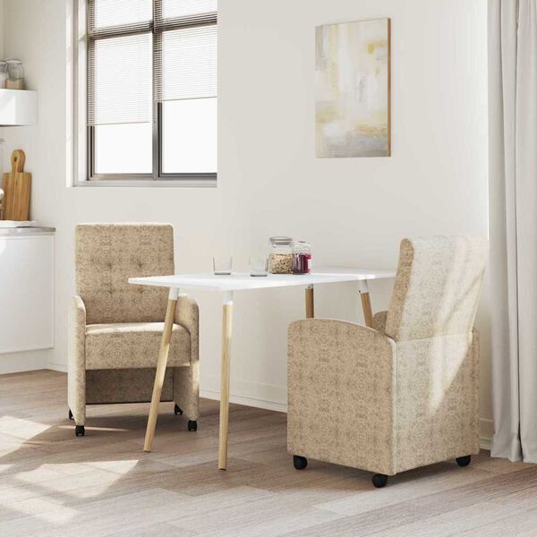 vidaXL Sillas de Comedor con Ruedas 2 pcs Gris claro 57 x 67 x 98 cm