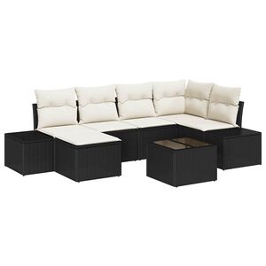 vidaXL Conjunto de sof&aacute; de jard&iacute;n 6 pcs Negro y crema rat&aacute;n sint&eacute;tico
