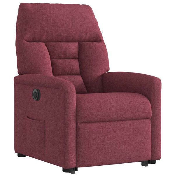 vidaXL Sill&oacute;n el&eacute;ctrico reclinable elevable de tela rojo tinto