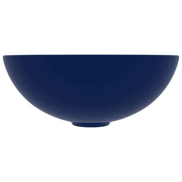 vidaXL Lavabo de cuarto de baño redondo de cerámica azul oscuro